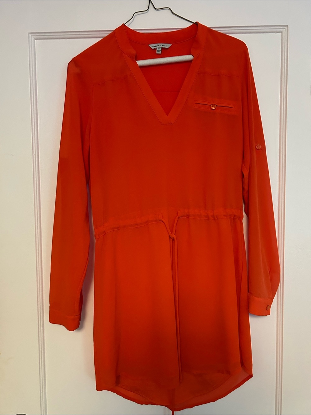 Naked Zebra Orange V-Neck Tie-Waist Tunic/Dress